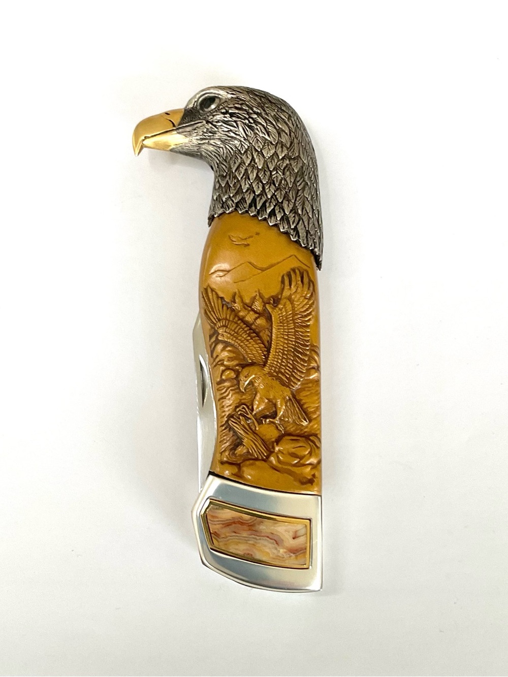 Franklin Mint Vintage 1983 Bald Eagle Folding Collectors Knife New